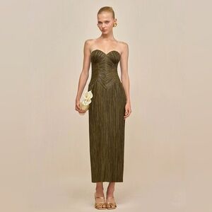 cult gaia Ashika Gown - Strapless Rosemary Green